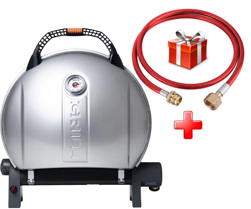 КОМПЛЕКТ Портативный переносной газовый гриль O-GRILL 900, серебро + шланг в подарок! Код: 013373 Ровно - изображение 1