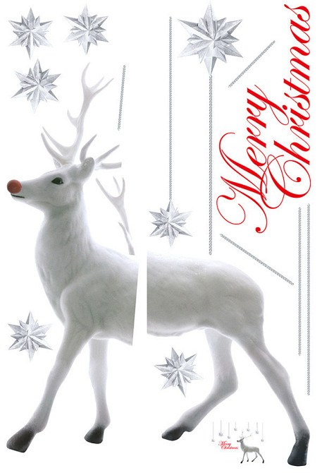 Новорічна наклейка Олень силіконова 90 на 60 см різнобарвний Київ - фото 10