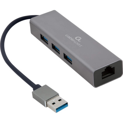 Адаптер USB-A to Gigabit Ethernet, 3 Ports USB 3.1 Gen1 Cablexpert (A-AMU3-LAN-01) Вінниця - фото 1