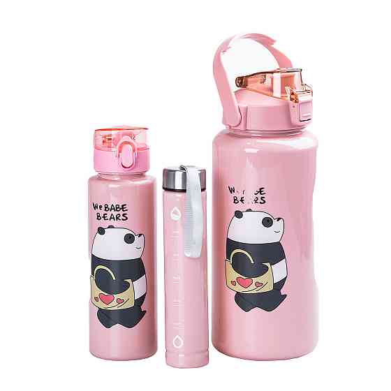 Набір пляшок 3 в 1 Панда з поїлкою, рожевий Київ