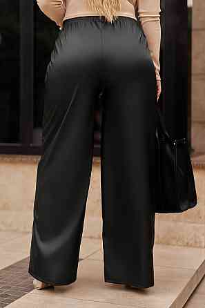 Жіночі широкі шкіряні штани демісезонні "Step" | Батал Чорний, 54-56 Київ