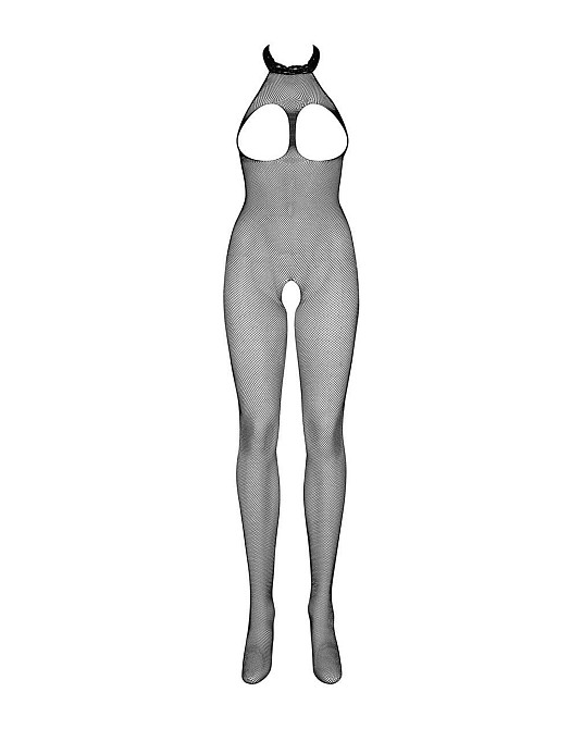 Бодистокинг из мелкой сетки с открытой грудью и доступом Obsessive Bodystocking N101 S/M/L, черный, Sex Aura Киев - изображение 3