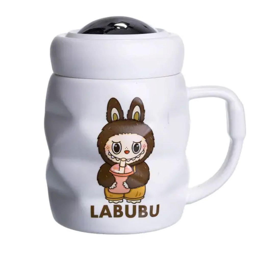 Чашка порцелянова з кришкою Labubu 400 (мл) Білий з темно-коричневим FM-54C Київ - фото 5