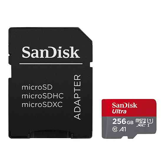 Карта памяти microSDXC (UHS-1) SanDisk Ultra 256Gb class 10 A1 (150MB/s) (adapter SD) Киев