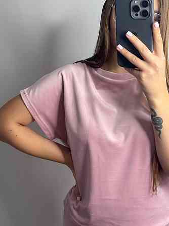 Пижама женская футболка + шорты из плюшевого велюра Пудровый M Харьков