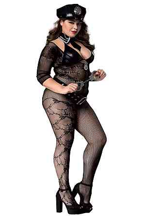 Еротичний комбінезон сітка BLACK POLICE OUTFIT XL/XXL Sex Aura Київ