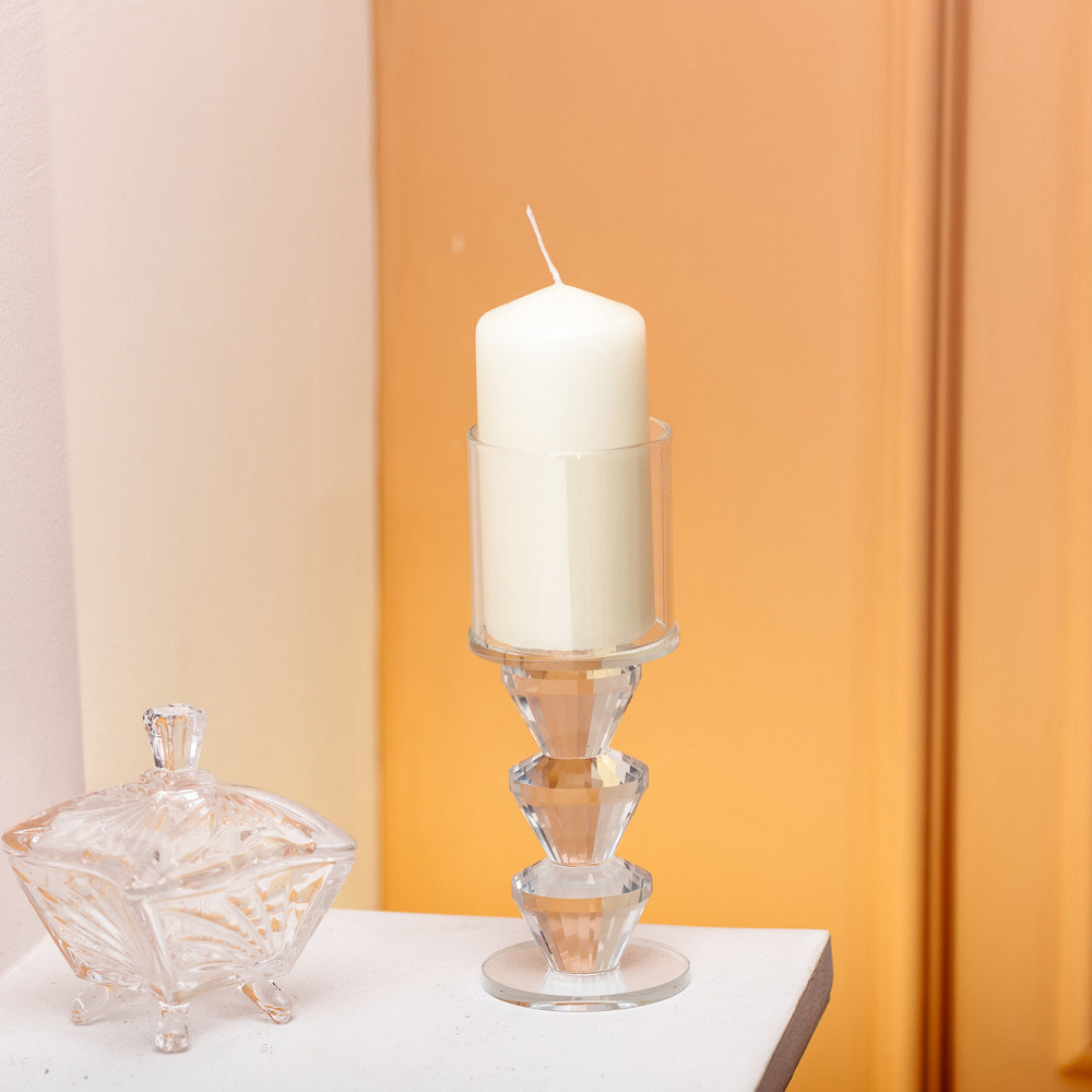 Декоративний скляний підсвічник на ніжці 6×16.5 см Київ - фото 3