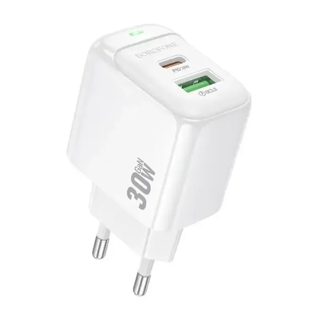 Зарядний пристрій Borofone BAS45A 30W QC3.0 USB, швидке та безпечне заряджання, білий Одеса - фото 10