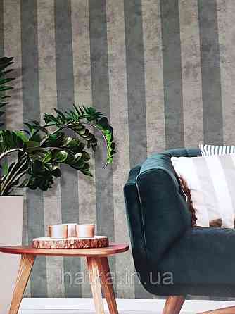 Обои флизелиновые эко Decoprint Essentials EE22560 полосы широкие зеленые структура под штукатурку Киев