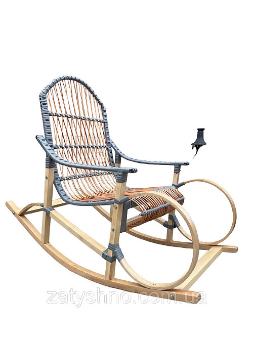 Крісло гойдалка плетена сіра з ротангом Київ - фото 2