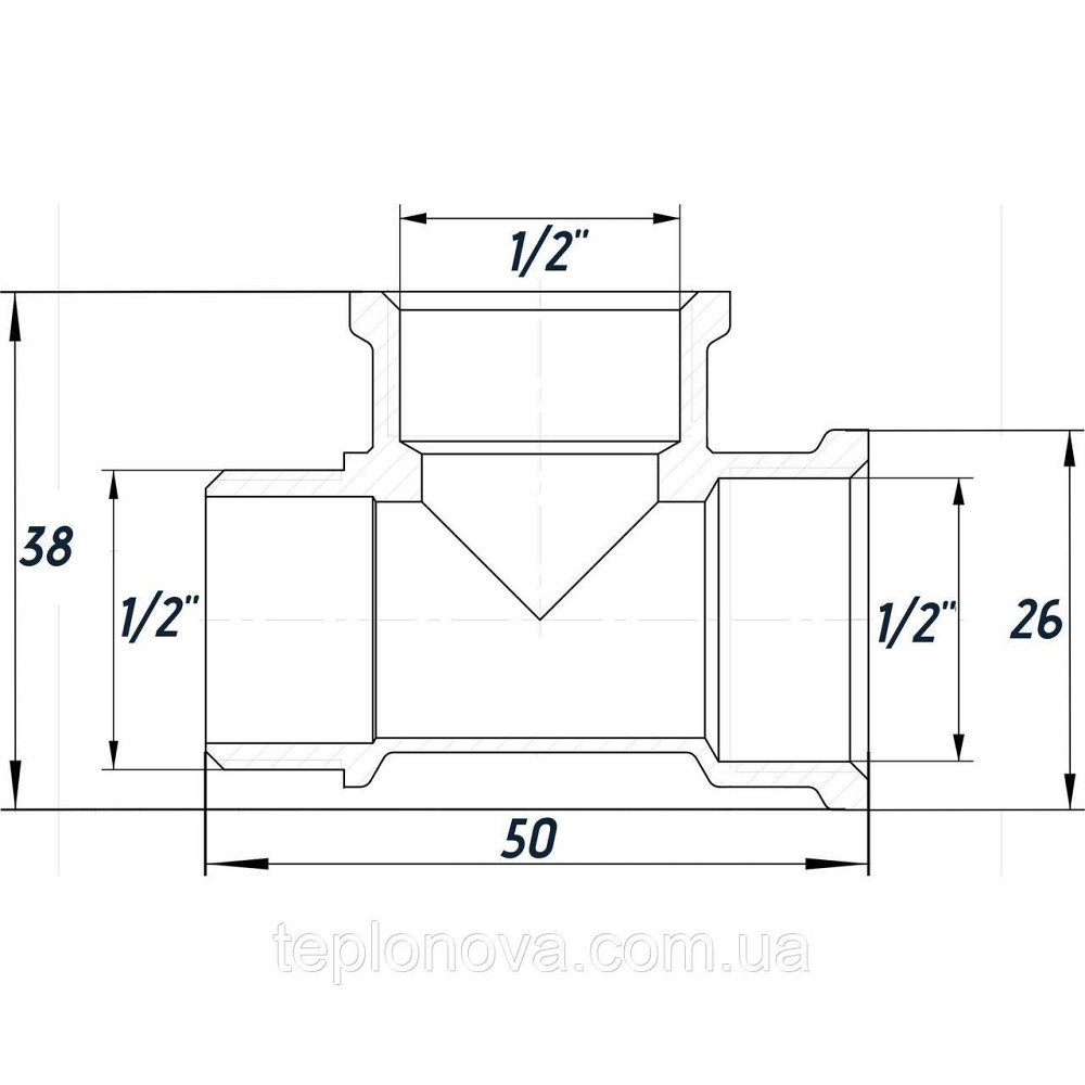 Тройник 1/2″ВВН никелированный NT334S OPTIMUM Черновцы - изображение 3