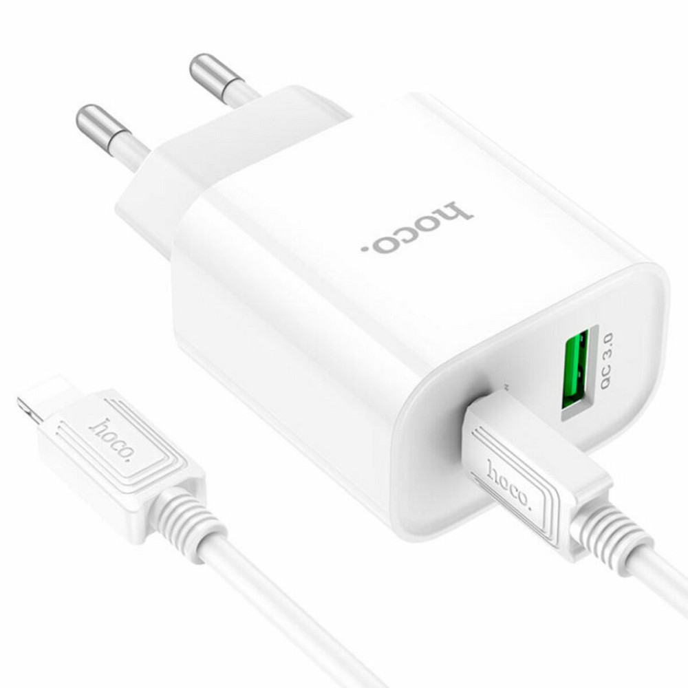 Мережевий зарядний пристрій HOCO C80A Plus Rapido PD20W+QC3.0 charger set(C to iP) White Киев - изображение 4