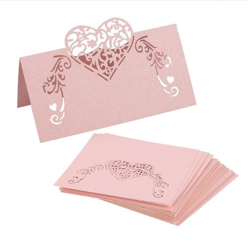 Розсадкові картки для гостей з сердечком 10 штук 90 на 45 мм пудровий Київ - фото 1