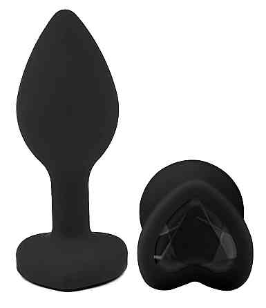 Силиконовая анальная пробка EGZO - Silicone Black Heart Plug Black, size S Sex Aura Киев
