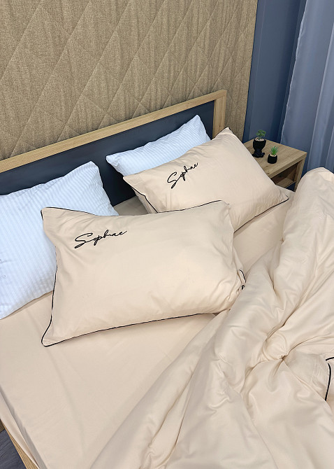 Комплект постільної білизни Сатин, Двоспальний 180х220 Айворі (88-147) Київ - фото 7