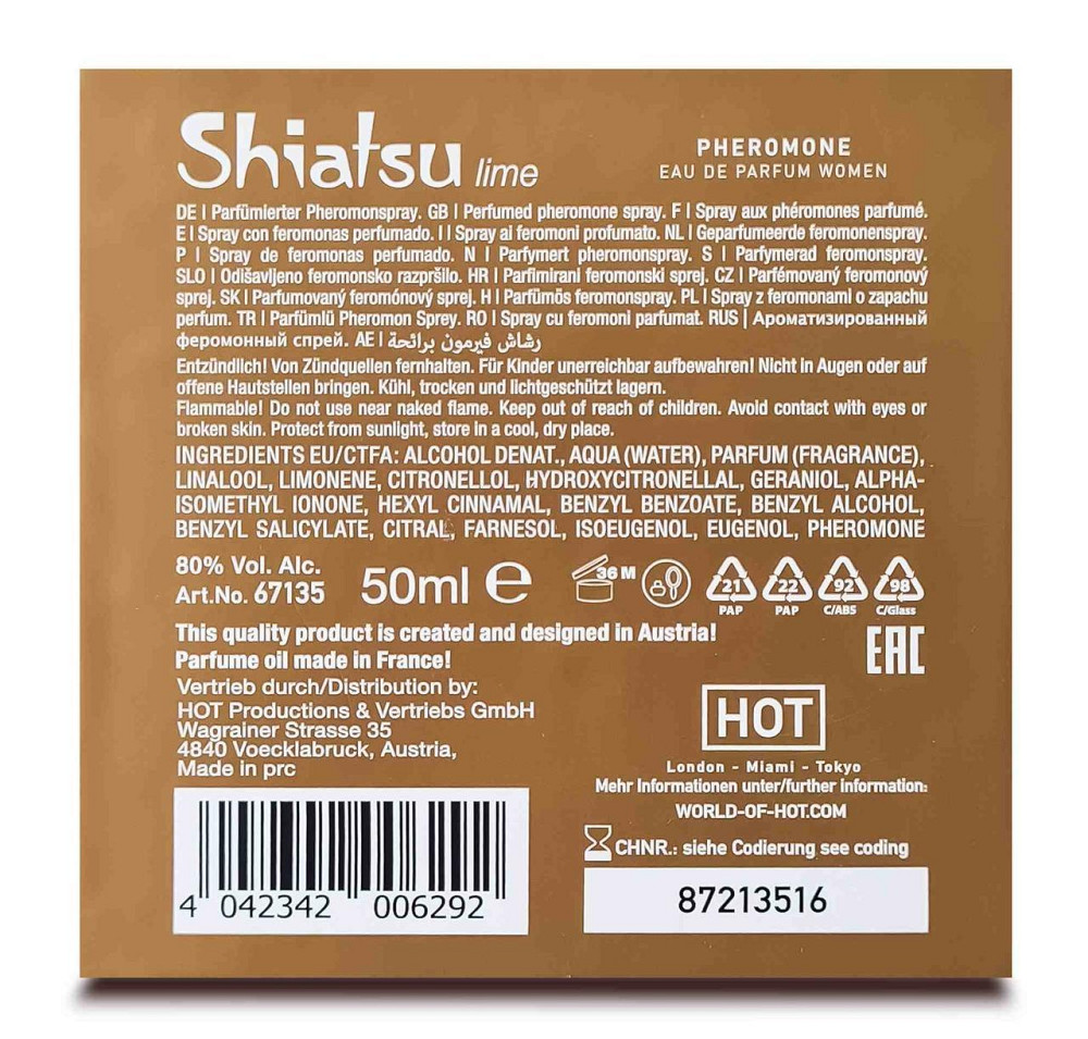 Парфуми із феромонами жіночі SHIATSU Pheromone Fragrance women lime, 50 мл Sex Aura Київ - фото 6