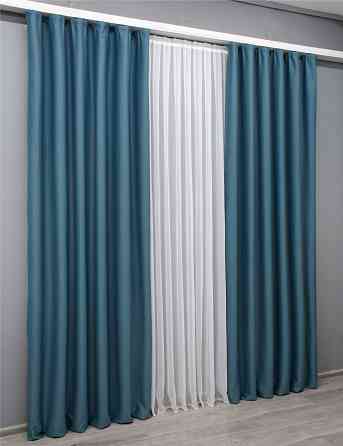 Комплект готовых штор VR-Textil Блэкаут Midnight № 1675ш Синий 100х270 см 2 шт (31-0032) Киев