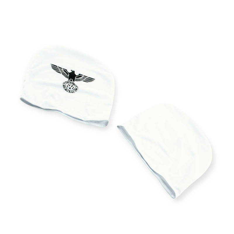 Чехлы подголовники белые (2 шт) vw + лого 