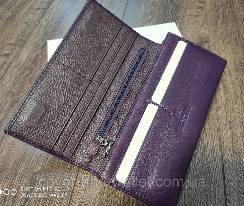 Женский кожаный кошелек на магнитной фиксации пудрового цвета Marco Coverna Фиолетовый Киев - изображение 2