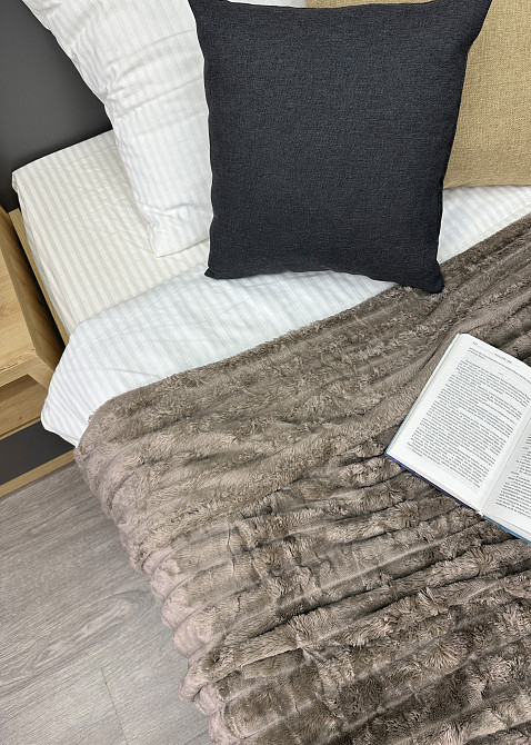 Плед-покривало смужка Шарпей 210х220 см (+-10см) Мокко (87-202) Київ - фото 6