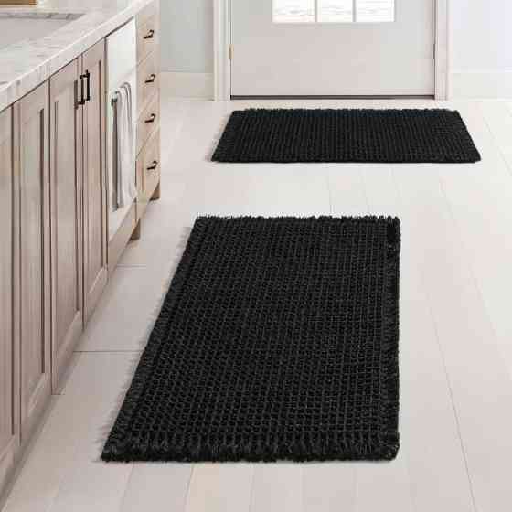 Набор ковриков для ванной/туалета вафельный Lovely Svi 2шт: 50 x 80 см Черный (1217255) Киев