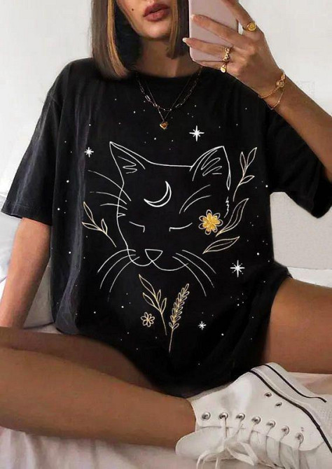 Футболка жіноча з принтом  48 Чорний 2664087683 Дніпро - фото 1