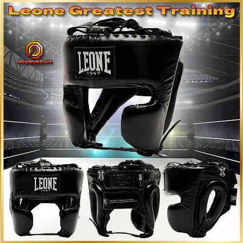 Боксерський шолом з бампером Leone Greatest Black S/M професійний захист для боксу, ММА та єдиноборств Київ