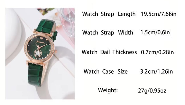 Жіночий подарунковий набір Emerald Luxe годинник браслет кольє сережки каблучка зелений Київ - фото 5