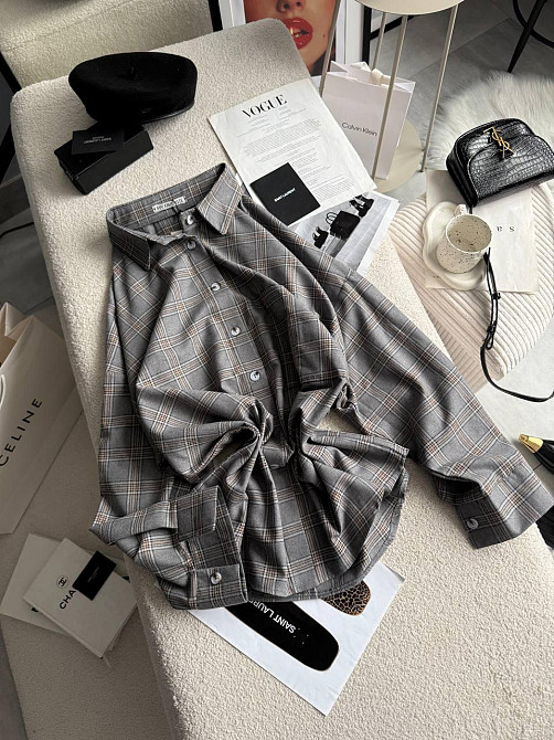 Жіноча трендова сорочка в карту батал турецька фланель Сірий Одеса - фото 3