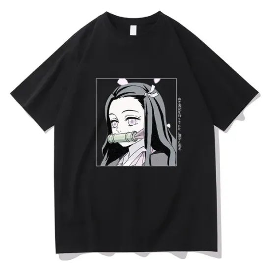 Футболка мужская с аниме принтом Клинок Рассекающий Демонов / Незуко Размер оверсайз (S/M/L) Черный AnimeT1014 Днепр