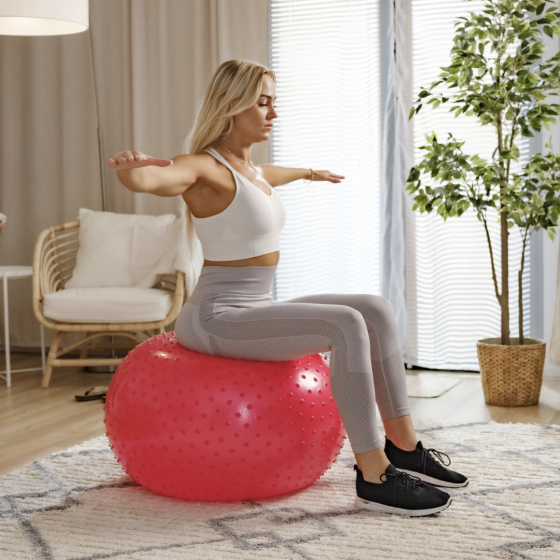 Фітбол масажний Hop-Sport 65см червоний + насос Київ