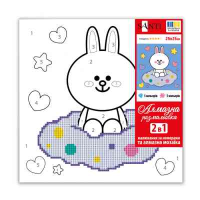 Картина по номерам Santi Лайн Френдс Коні на хмаринці 25х25 см з алмазною мозаїкою (954939) Винница