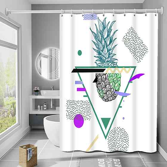 Шторка для ванны из полиэстера водонепроницаемая Bathlux 180x180 см с кольцами, занавеска для ванной комнаты Каменец-Подольский