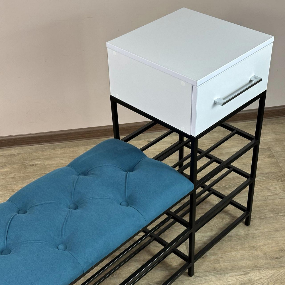 Банкетка для обуви Атланта-1R 100 см велюр бирюзовый/белая аляска 2-3-9005 Киев - изображение 4