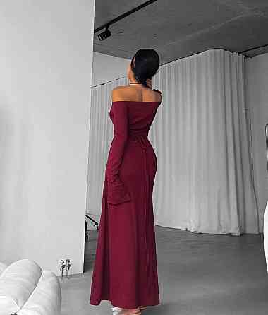 Женское элегантное праздничное платье с разрезом на ножке Бордо, 46/48 Одесса