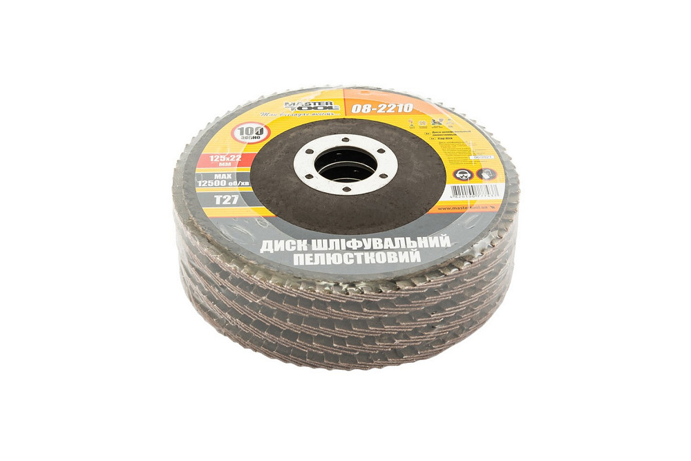 Диск шліфувальний пелюстковий MASTERTOOL Т27 зерно 100 125×22 мм 5 шт 08-2210PC Коломыя - изображение 2