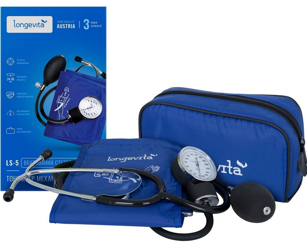 Механический тонометр Longevita LS-5 (стетоскоп встроенный в манжету) (5929751) Киев - изображение 3