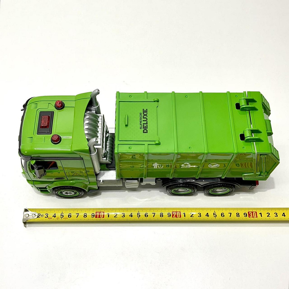 Спецтехніка машинка Сміттєвоз інерційна звук підсвічування рухомі деталі 31 см Зелена (GC017) Чернігів - фото 5