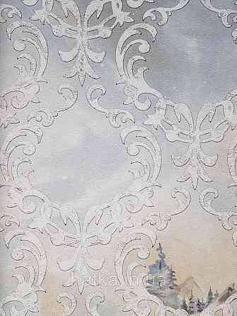 Шпалери вінілові на флізеліні гарячого тиснення DU&KA 1.06х10 вензель основа під штукатурку сірі коричневі Київ