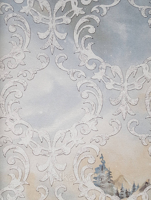 Шпалери вінілові на флізеліні гарячого тиснення DU&KA 1.06х10 вензель основа під штукатурку сірі коричневі Київ - фото 1