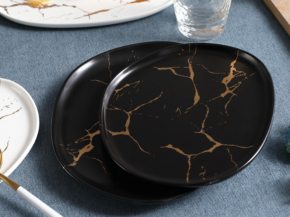 Тарелка Мраморная роскошь БЕЛАЯ  фарфоровая под мрамор 21 см  МАЛАЯ столовая тарелка Кременчуг - изображение 4