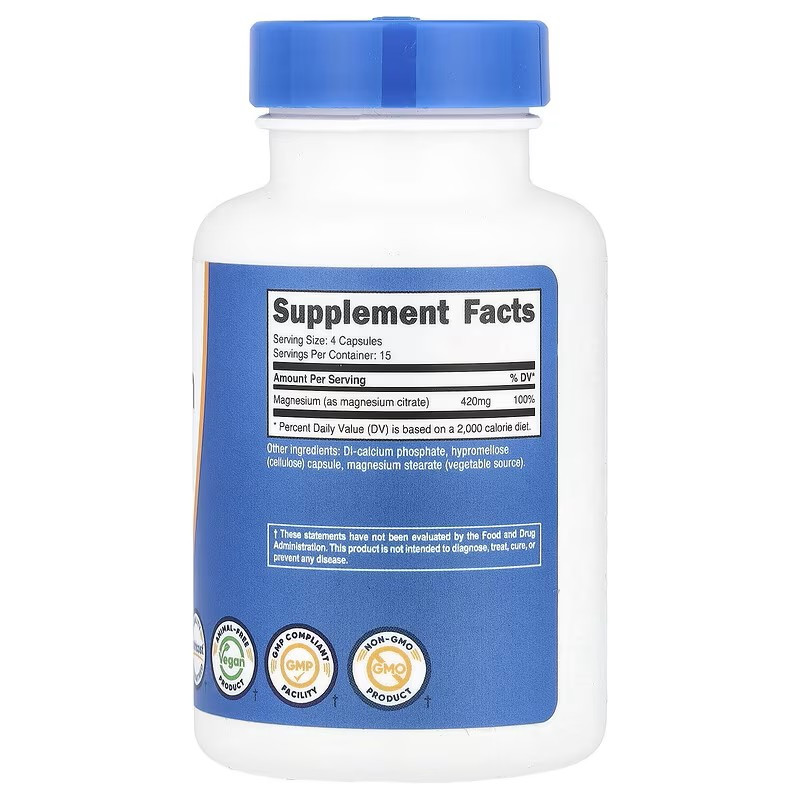 Магний Nutricost Magnesium Citrate, 60 Capsules (105 mg per Capsule) Луцк - изображение 2