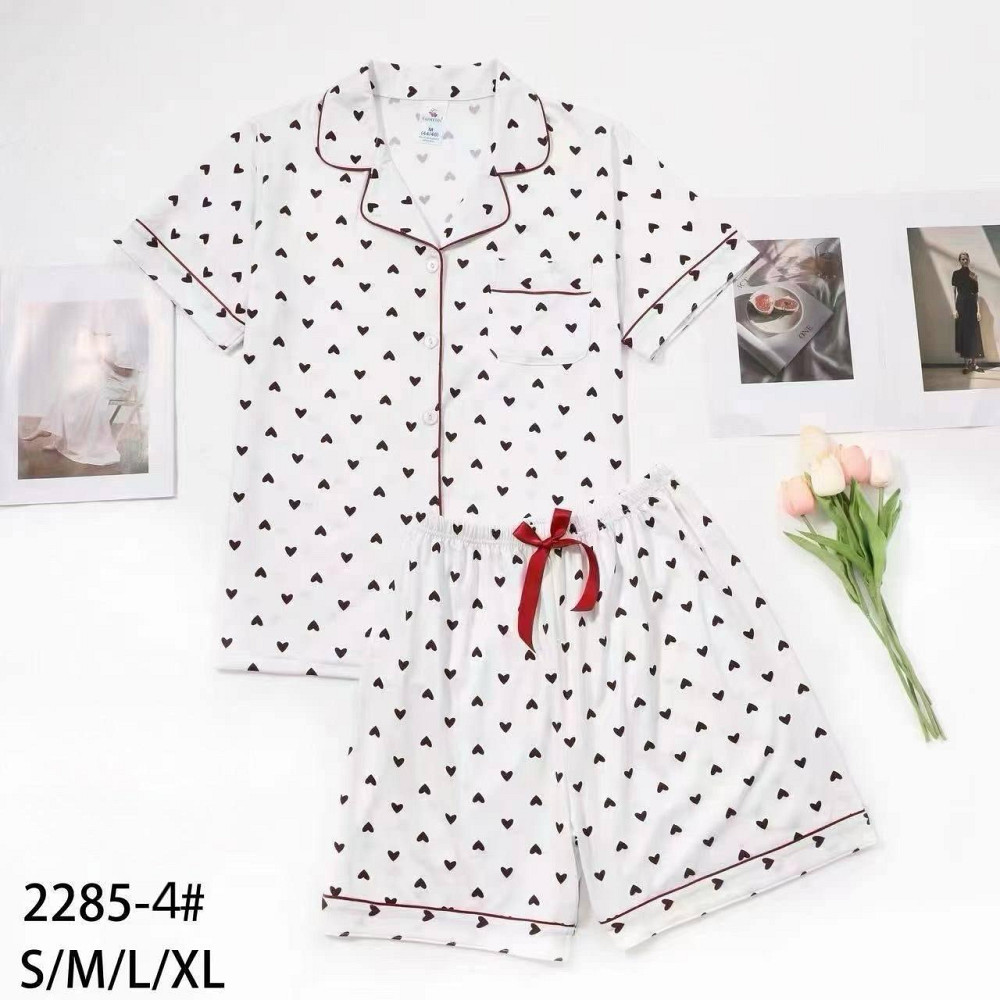 Женская трикотажная пижама двойка с сердечками Белый, 46 Одесса - изображение 3