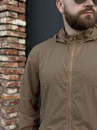 Літня тактична куртка койот для військових, з капюшоном, липучками та анатомічним кроєм Львів