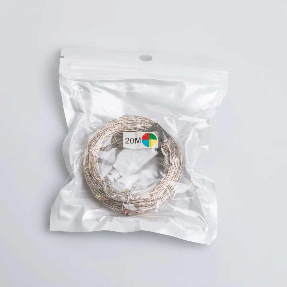 Гирлянда роса 20 метров USB на 200 led светодиодов капля белый провод мультиколор USB200L20MWML Киев - изображение 9