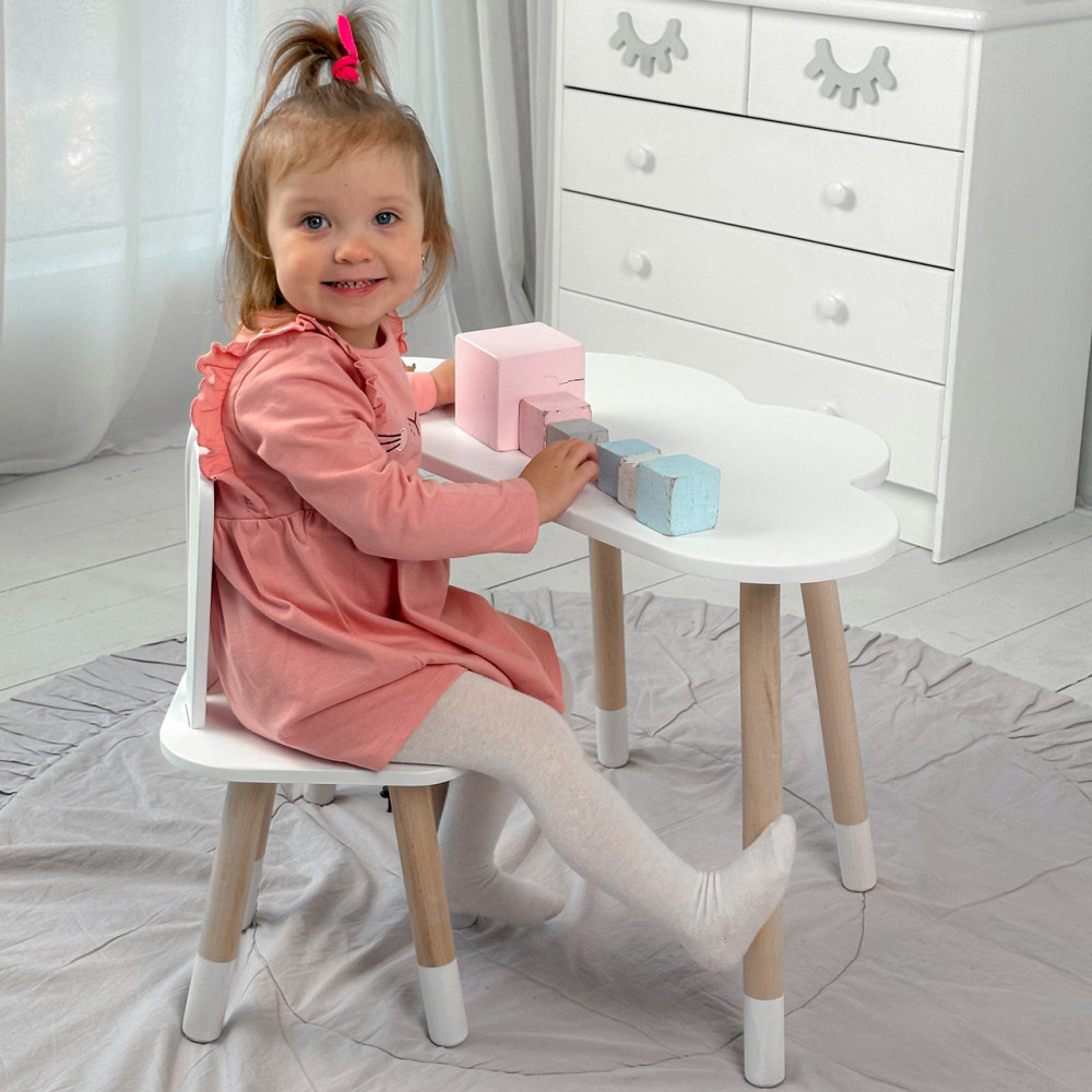 Дитячий столик хмарка і стільчик білий зайчик. Для гри, малювання, навчання! Київ - фото 2