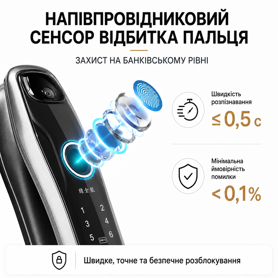 Смарт-замок K920 с отпечатком пальца, паролем, M1-картой, OLED-дисплеем и поддержкой Tuya (283548518) Киев - изображение 14
