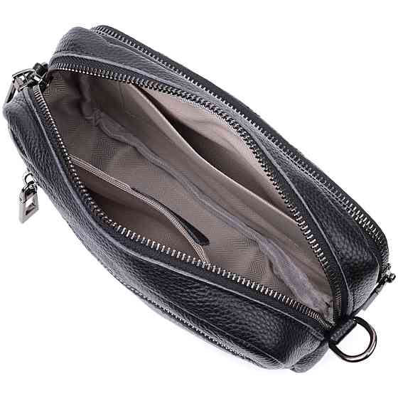 Жіноча сумка прошита ромбами на лицьовій стороні з натуральної шкіри Vintage 22634 Чорна Київ