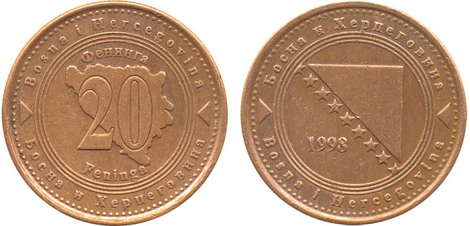 Босния и Герцеговина 20 фенингов 1998 год Полтава - изображение 1