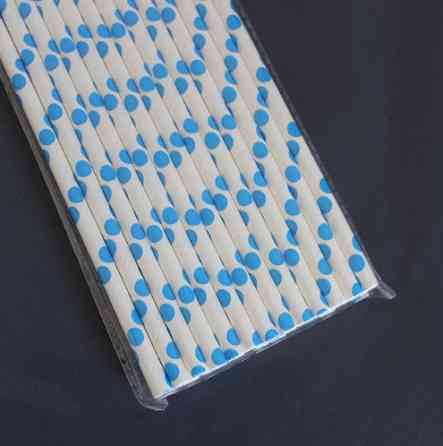 Коктейльні трубочки у горох 25 штук 20 см блакитно-білий Київ